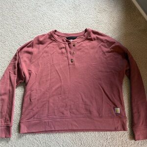 Carhartt Henley Crew Neck Sweatshirt in Dusty Rose